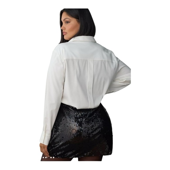 Mare Mare by Anthropology Button down Sequin Twofer Dress in Black  White NWT - Picture 9 of 10